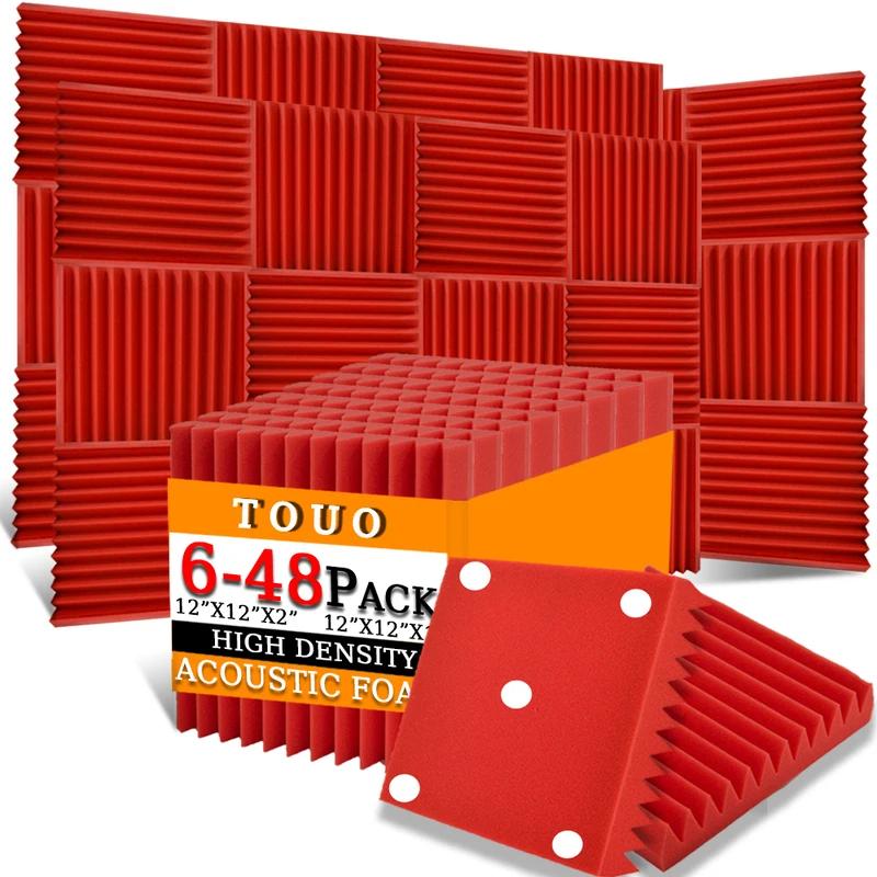 Touo espuma absorvente de som 6-48 pces painéis de espuma acústica parede isolamento acústico estúdio tratamento acústico material absorvente de som - Image 1