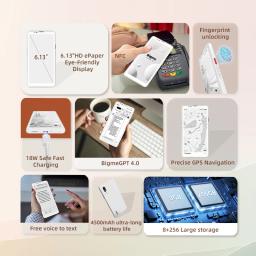 Leitor de e-books BIGME Hibreak Pro, tela E-ink preto e branco de 6,13'', livro eletrônico, 300PPI, sistema operacional Android 14, tablet leitor de e-books com 8GB+256GB e NFC. - Image 2