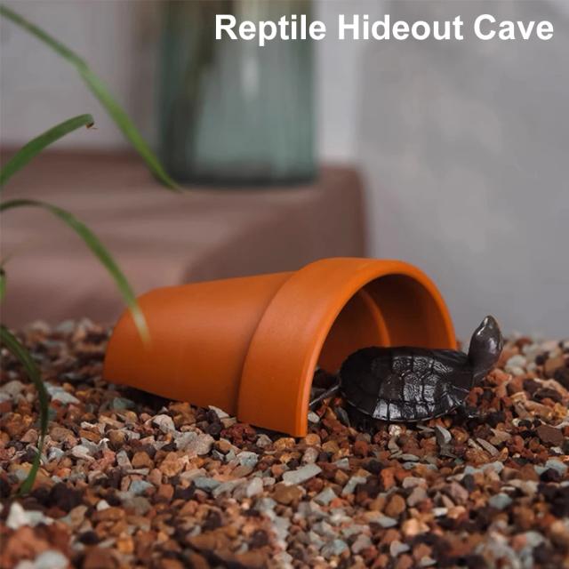 Abrigo Cerâmico Gecko para Répteis com Caverna de Esconderijo e Cobra Decorativa para Aquário - 12cm