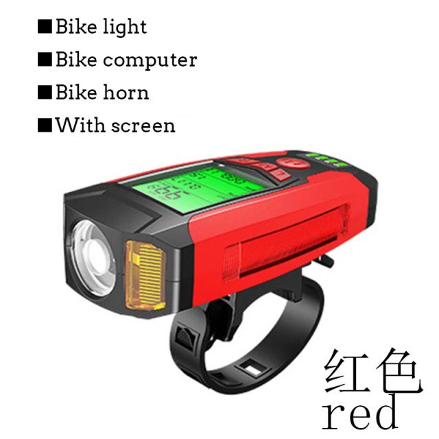Lanterna 3 em 1 para Bicicleta com 5 LEDs, Alarme, Luz Frontal, Impermeável e Odômetro com Acessórios Inclusos