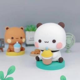 Urso brinquedo estatuetas figuras animais anime modelo mini quadrinhos colecionáveis bubu e dudu panda kawaii um dois panda hobbies dos desenhos animados - Image 5