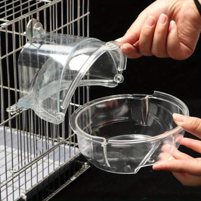 Banheira Transparente para Papagaios e Aves de Estimação com Parafuso para Gaiola