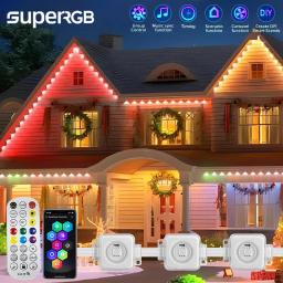 Outdoor Eaves Luzes LED, Waterproof RGB String Lights, DIY Iluminação Cena, Feriado de Natal e Festa de Aniversário Iluminação, 20m, App - Image 1