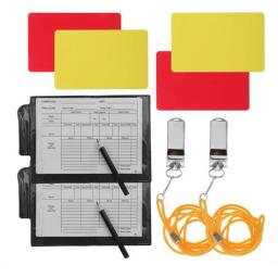 Cartão de árbitro de futebol profissional vermelho amarelo cartões caneta assobios cartão mangas conjunto futebol treinamento árbitro cartões de aviso - Image 1