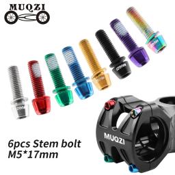 Muqzi 6 peças parafusos de haste m5x17mm parafuso de haste de guidão de bicicleta com arruela mtb parafuso riser de haste de bicicleta de estrada - Image 1