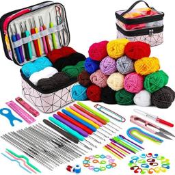 Conjunto completo de crochê com agulha tecida mão e ferramentas de linha, Inclui o saco do armazenamento do fio, TPR Crochet Set, 105 PCs - Image 6