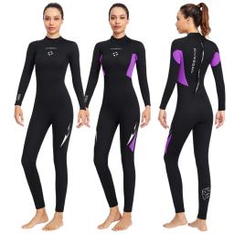 Ternos de mergulho completo de neoprene para mulheres, mergulho, mergulho, surf, esportes aquáticos, manter quente, manga longa, roupas de mergulho, 3mm - Image 1