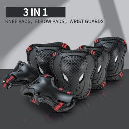 Joelheiras e cotoveleiras para adultos, protetores de pulso, conjunto de equipamentos de proteção, proteção de segurança, skate, ciclismo, equitação, 6 peças - Image 3