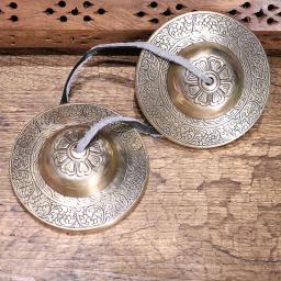 Novo um par 9cm Polegada handcrafted nepal meditação tingsha cymbal sino com bronze budista os oito símbolos auspiciosos - Image 2