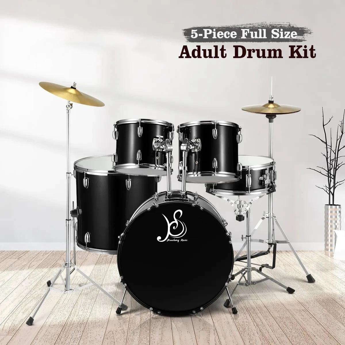 Kits de Bateria Elétrica para Adultos, Instrumentos de Percussão, 9 Ply, Poplar Madeira Conchas Material, Kits de Bateria para Iniciantes, 5 PCs - Image 1