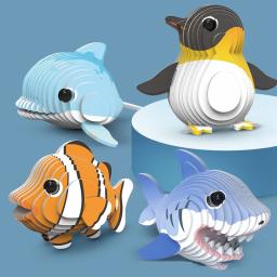 Quebra-cabeça tridimensional infantil, montagem de jardim de infância, brinquedo intelectual de educação precoce, dinossauro, modelo animal, papel - Image 5