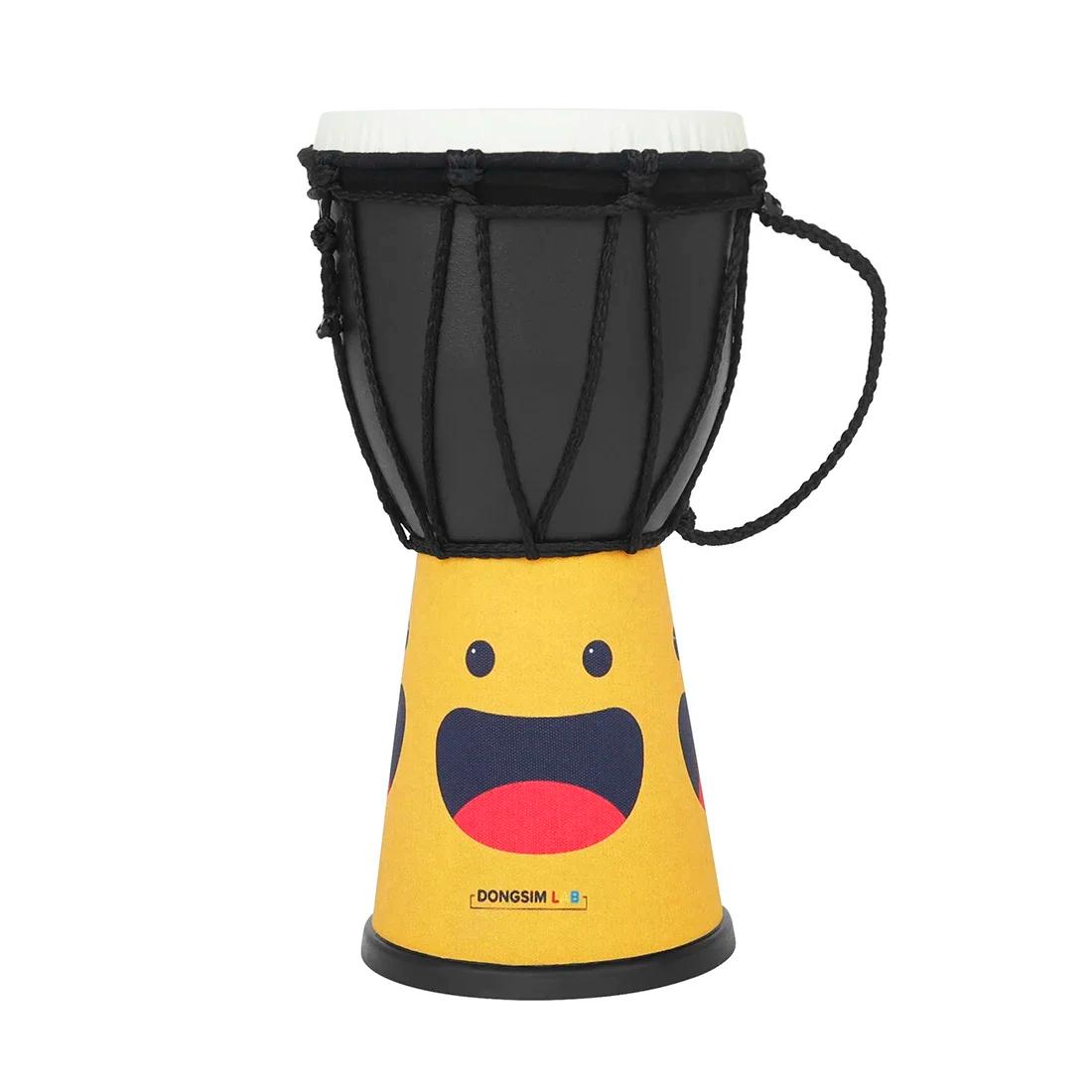 Tambor de mão africano para prática, instrumento de percussão portátil, amarelo, ABS, Smiley, pandeiro infantil, Djembe, 4 in - Image 1