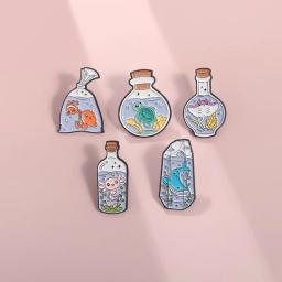 Broche De Esmalte De Vidro Desejando Garrafa De Desenhos Animados, Gato Fantasma, Cogumelo Lua, Emblema De Metal De Garrafa De Planeta, Pin De Lapela De Animal Do Punk, Presentes De Jóias - Image 4