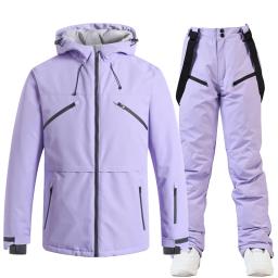 Jaqueta de esqui e calça para homens e mulheres, roupas ao ar livre, snowboard, terno impermeável, traje de neve - Image 5