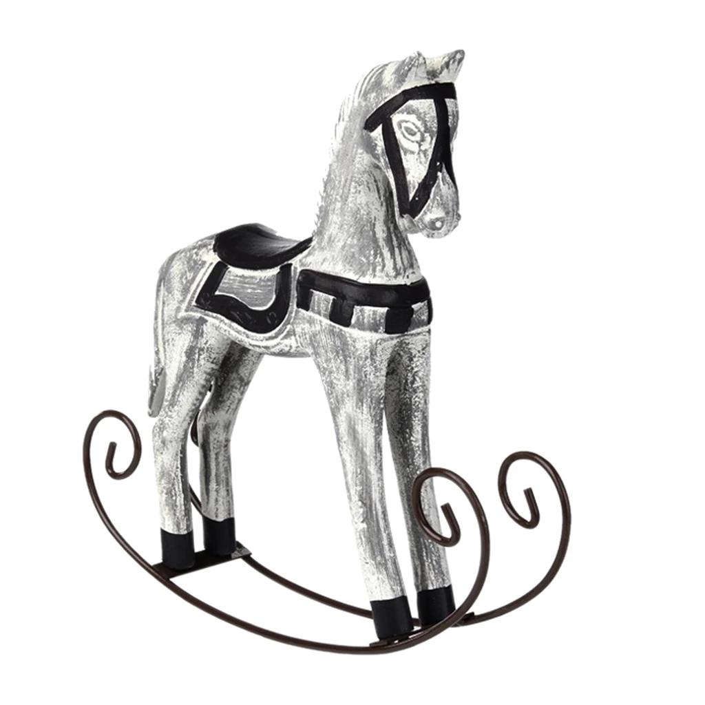 Madeira nórdica pintada artesanato a cavalo, Escultura de animais para hotel e loja, Decoração de mesa para casa - Image 1