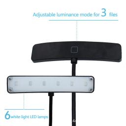 Flexível Eye-Friendly Folha Flexível Desk Lamp, Ajustável, Tablet Suporte Portátil, Clip-on Leitura, Recarregável Livro Luz - Image 6