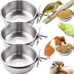 Caixa De Alimentador De Pássaro Copos De Papagaio Tigelas Recipiente De Aço Inoxidável Gaiola De Animais De Estimação De Alimentação De Água Acessórios - Image 1