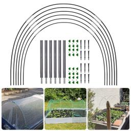 Conjunto de rack para plantas de estufa, conjunto de haste de fibra dobrável para jardim, suporte de cobertura de arco de túnel para prevenção de insetos vegetais, suporte de rede - Image 1
