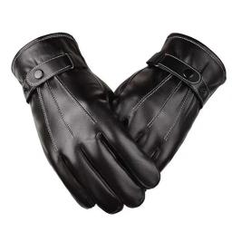 Luvas de couro grossas para homens, Luvas Touchscreen, Luvas de motocicleta, Resistente ao desgaste, Isolado, Inverno - Image 5
