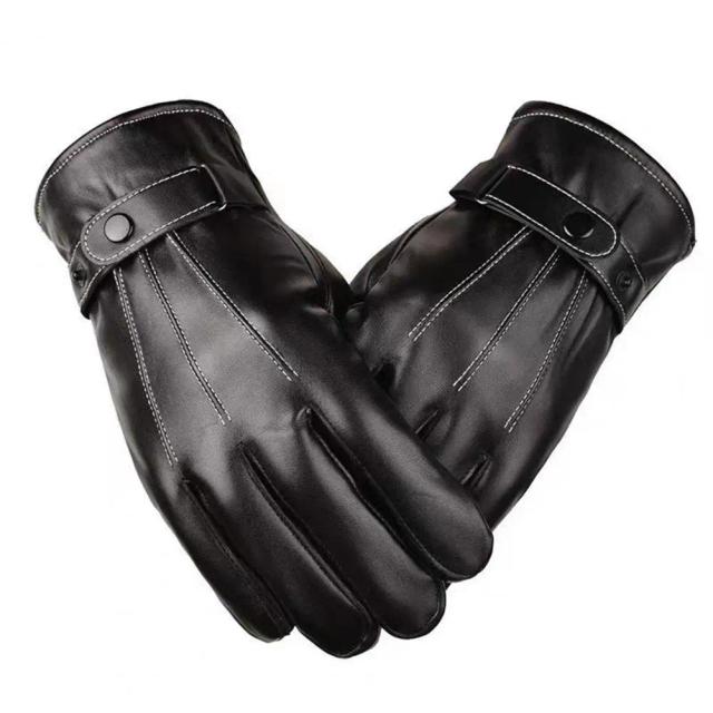 Luvas de Couro Grossas para Homens com Touchscreen, Ideais para Motociclismo, Resistentes ao Desgaste e Isoladas para o Inverno