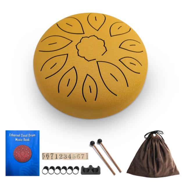 Aço Tongue Tambor: Instrumento Musical de Percussão para Iniciantes com 11 Notas, Inclui Bastões e Bolsa de Transporte