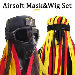 Máscara e óculos de proteção Airsoft paintball, com protetor de cabeça decorativo, Combinação muito legal de proteção de jogos ao ar livre, para tiroteio CQB, COSPLAY, BBs - Image 3