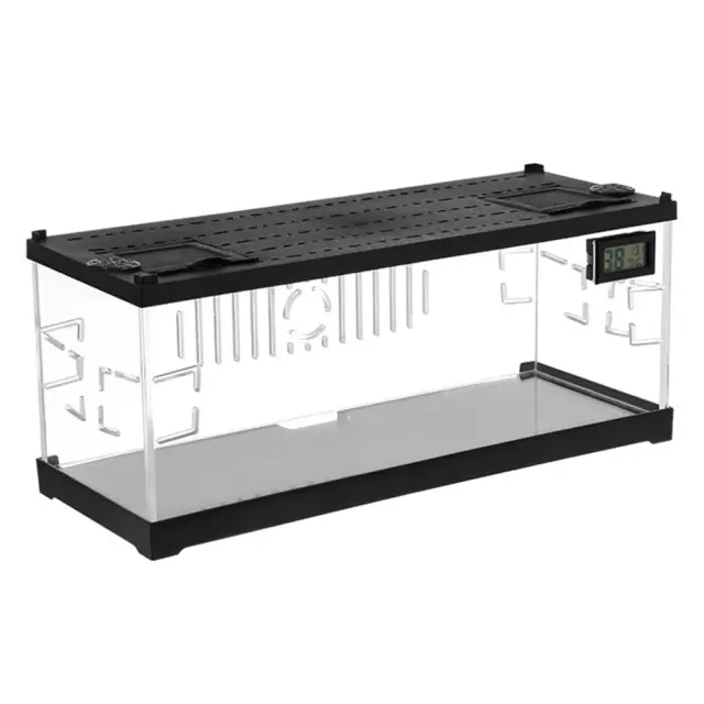 Terrário Acrílico Compacto para Répteis e Anfíbios com Termohigrômetro Integrado