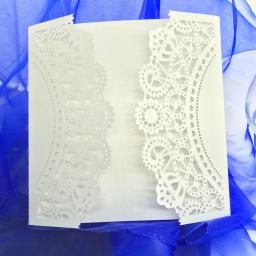 50 pçs/set Branco Cartões Do Convite Cartões de Casamento de Corte A Laser Escavar Ofício Esculpida Padrão de Flor Para Celebração da Festa de Aniversário - Image 2