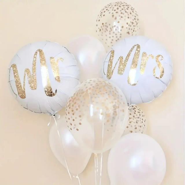 Kit de Balões Mr e Sra para Casamento com 8 Peças - Decoração de Aniversário e Acessórios para Fotos, Presente de Páscoa