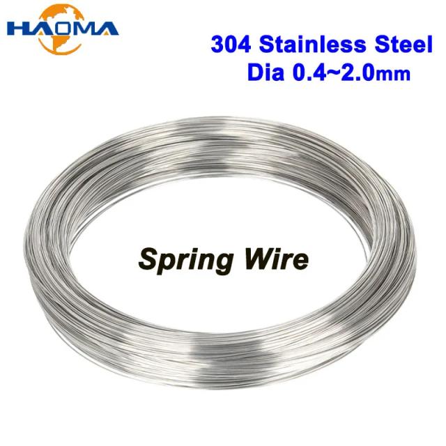 Fio de Aço Inoxidável 304 para Mola em Estrutura Única - Fios de Metal DIY para Artesanato e Joias, Diâmetro de 0,4 a 2,0 mm
