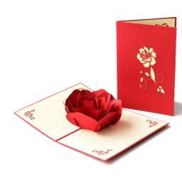 1pc 3d estéreo rosa cartões convite de casamento cartões de bênção presentes de casal rosas românticas amor cartões de felicitações - Image 1