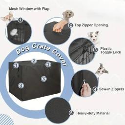 Impermeável Oxford pano cão canil capa, Windproof Pet Crate capa protetora, Universal Fit para interior e exterior, Pet fornecimentos - Image 3