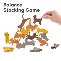 Montessori empilhamento blocos de madeira brinquedos gato balanceamento jogos educativos quebra-cabeça de madeira brinquedos para crianças casa decorações desktop - Image 4