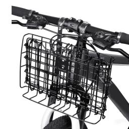 Cesta dianteira e traseira dobrável do metal, cesta ajustável da bicicleta, portador do armazenamento do fio - Image 3