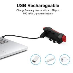 Led bicicleta luz da cauda usb recarregável mountain bike segurança aviso dianteiro e traseiro piscando luzes noite equitação acessórios - Image 4