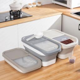 Recipientes de armazenamento de comida dobrável, grande capacidade hermética comida seca, cão e gato selado balde, acessórios para animais de estimação - Image 4