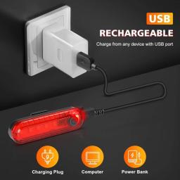 USB recarregável LED bicicleta cauda luz, bicicleta luz brilhante, lanterna de segurança, Estrada e Mountain Cycling, 4 opções de modo - Image 2