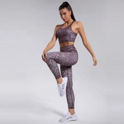 Terno de ioga leopardo para mulheres, roupa de treino fitness, ginásio, roupas esportivas, roupas esportivas secas, roupas brancas, roxo, 2021 - Image 4