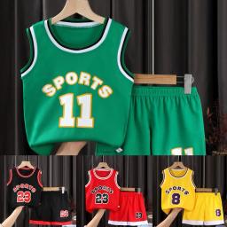 Conjunto uniforme respirável de basquete para crianças, roupas de bola adolescentes, camiseta, camisola e calças curtas, roupas de treino infantis, 90-120cm - Image 2