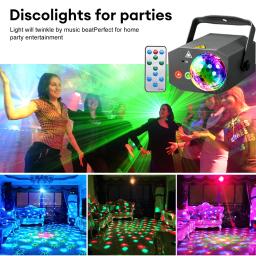 Luzes de discoteca LED RGB, luz de feixe de palco laser dj, mini bola, cabeças móveis com efeito estroboscópico, 16 padrões, lâmpada de projetor de palco - Image 3