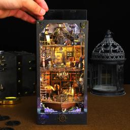 DIY Livro Nook Doll House Kits de construção em miniatura, móveis de madeira, estante, inserir brinquedos, presentes de aniversário, 2014 - Image 5
