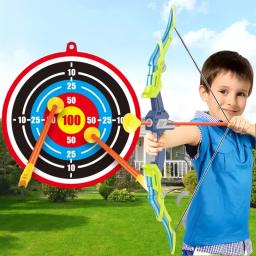 Conjunto de arco e flecha para crianças, brinquedos com luzes de flash led, arco de tiro com arco para crianças, jogo de esportes ao ar livre, brinquedo de tiro, presente para meninos - Image 2