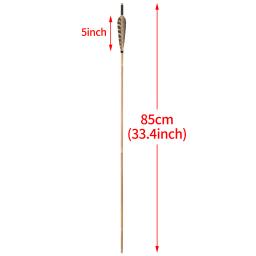 Flechas de bambu com arco com pena de peru, eixo para arco e flecha ao ar livre, acessórios de caça, 85cm, 8mm, OD - Image 6