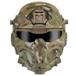 Capacete de Airsoft tático com fone de ouvido embutido, capacete de assalto anti-nevoeiro, máscara removível, equipamento de paintball, proteger o capacete - Image 3