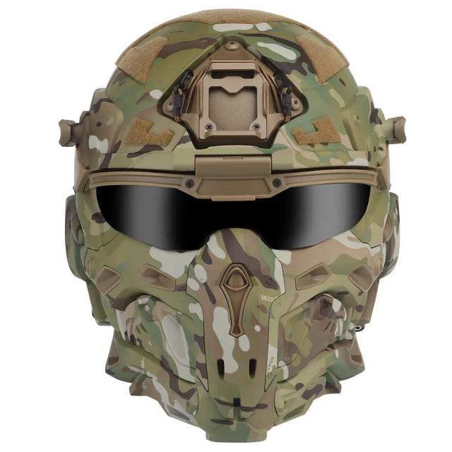 Capacete Tático para Airsoft com Fone de Ouvido Embutido e Máscara Removível, Ideal para Paintball e Proteção em Ambientes Nevoentos