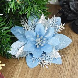 Glitter Flores Artificiais De Natal, Grande Xmas Tree Flower, Ornamento Pendurado, Decoração de Casa, Ano Novo, 5 pcs, 10pcs - Image 3