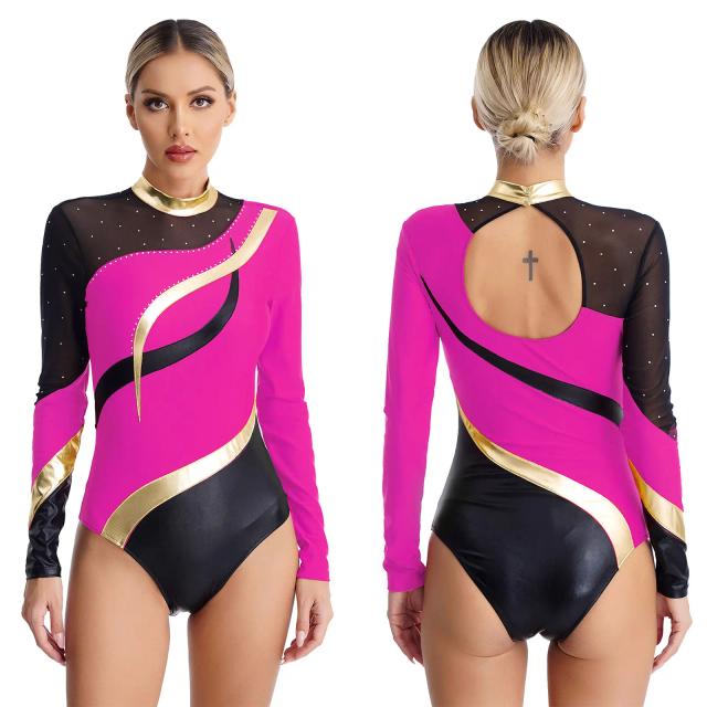 Bodysuit Sparkly em Strass para Dança, Ginástica e Patinação Artística