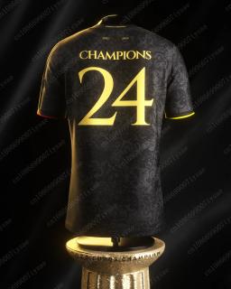 Campeão Equipe de Futebol Jersey para Adultos e Crianças, Camisa Esportiva, Preto, Dourado, Limitado, Quente, Salling, Número 24, Treinamento, Mais Recente, 24, 25 - Image 2