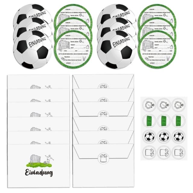 Conjunto de 12 Convites Divertidos para Aniversário com Tema de Futebol e Decorações Alemãs