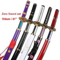 Anime Japonês Espada Samurai, Espadas Roronoa Zoro, Katana, Shusui, Enma, Kitetsu, Espada Livre, Suporte e Cinto, Feitos À Mão, Cosplay, 104cm - Image 6